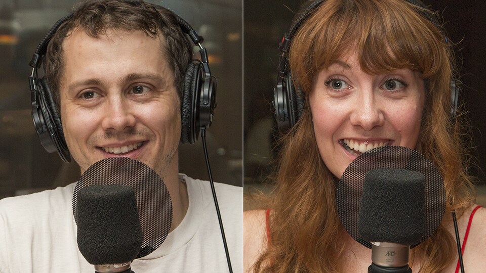 Paul Journet et Rose-Aimée Automne T. Morin au micro de Stéphan Bureau.