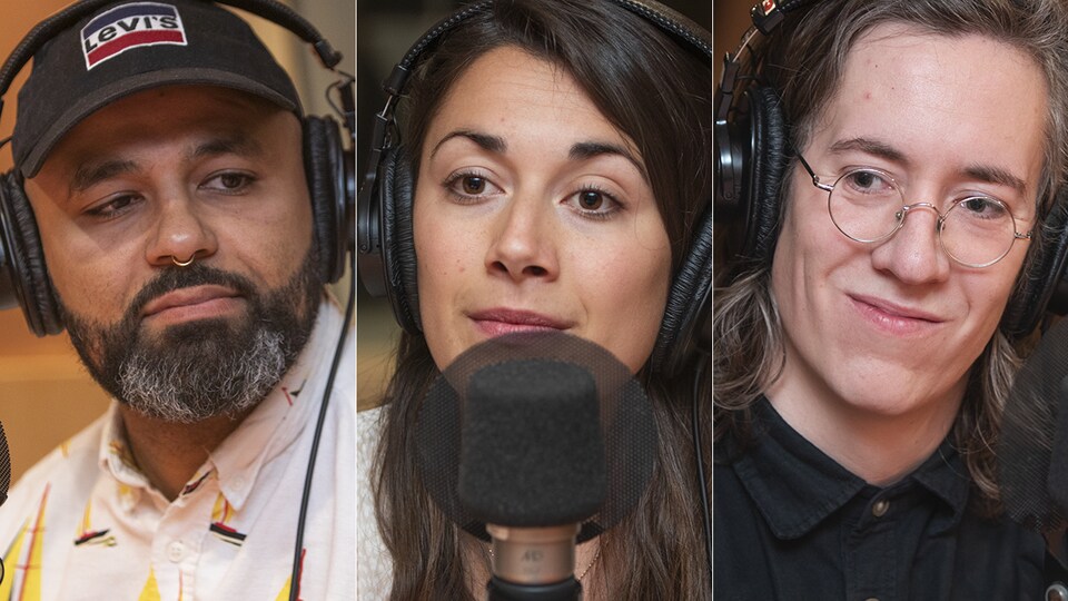Emmanuel Leroux-Nega, Alexandra Lamoureux et Olivier Arbour-Masse au micro de Catherine Perrin.