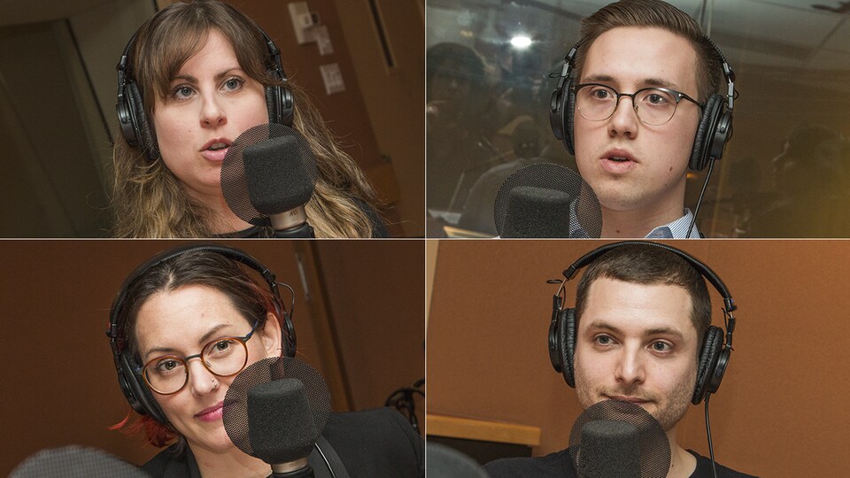 Anouk Mahiout, Daniel Jodoin, Marianne Desautels-Marissal et Bernard Lavallée au micro de Catherine Perrin