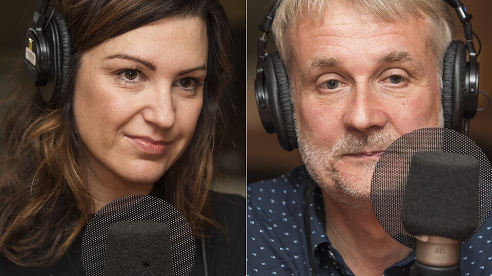 Geneviève Pettersen et André Maillard au micro de Catherine Perrin.