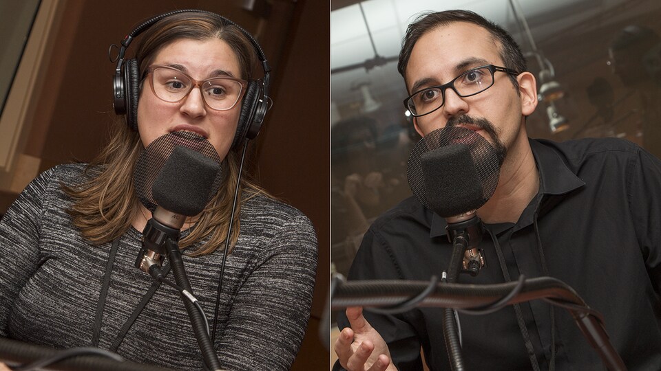Stéphanie Deslauriers et Jordi Pourcher-Bouchard au micro de Catherine Perrin