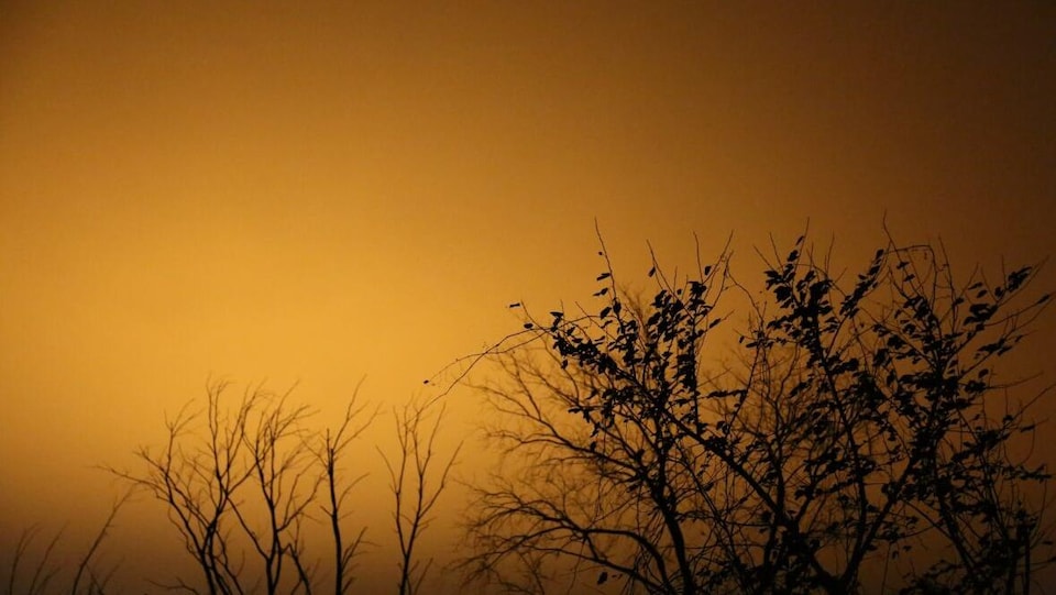 Ciel de nuit éclairé par lumière.