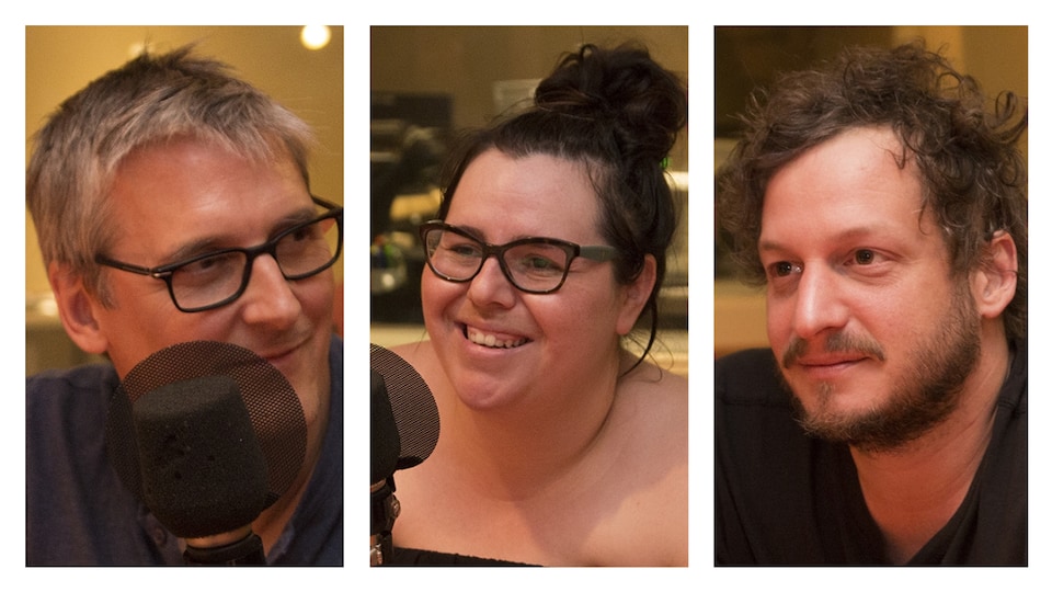 Les photographes Christian Fleury, Julie Artacho et Marc-Étienne Mongrain en entrevue à l'émission Nouvelle vague.  
