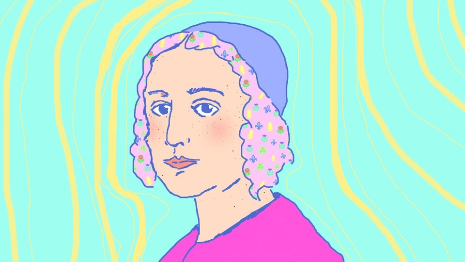 Un portrait coloré de Jeanne Mance.