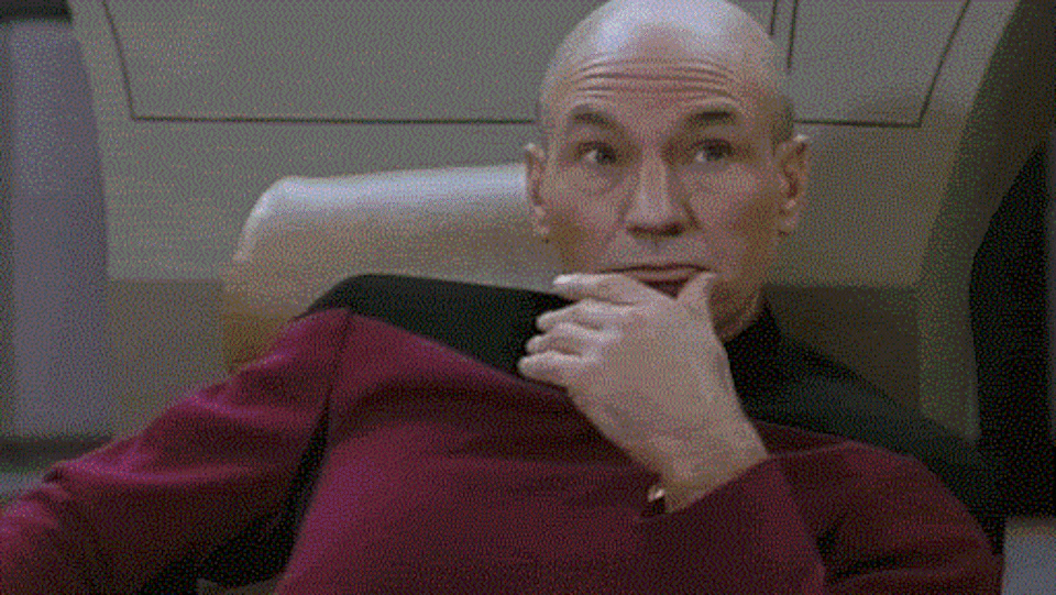 Le capitaine Jean-Luc Picard dans Star Trek montre son exaspération. 