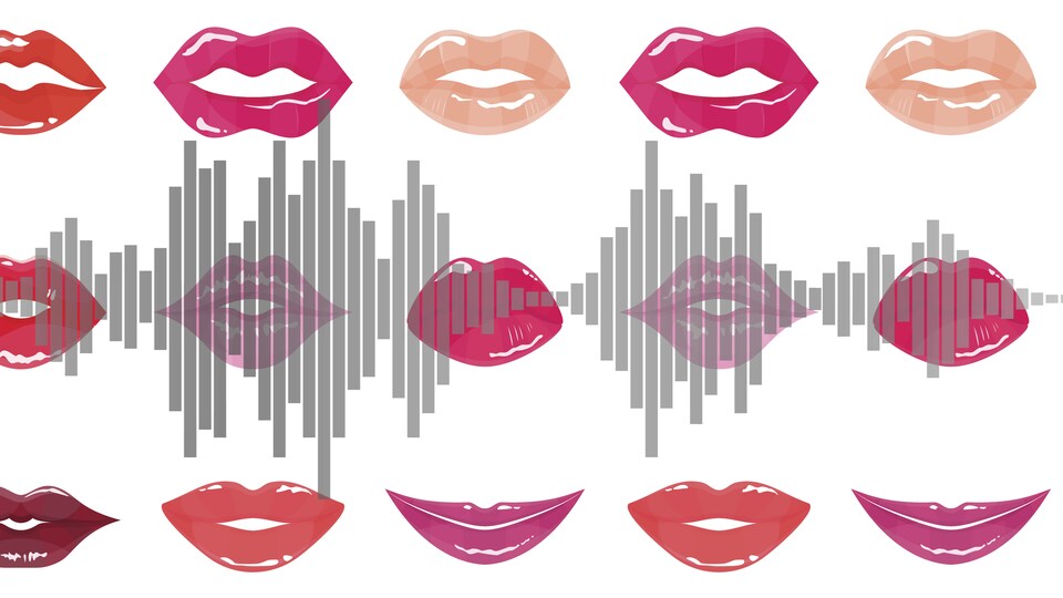Des lèvres pulpeuses sont superposées d'une image de longueur d'ondes. 
