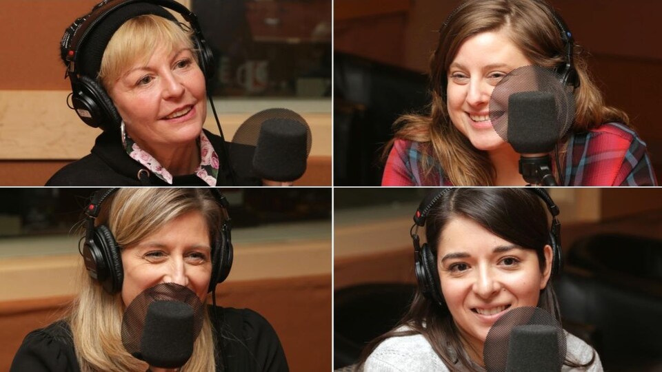 Montage de quatre photos de Marie-Chantal Perron, Myriam Comtois, Nadia Gagnier et Marie-Michèle Giguère