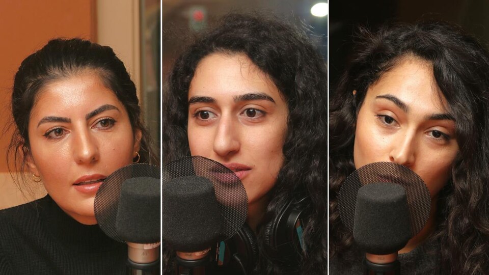 Montage de trois photos de Zaynê Akyol, Beritan Oerde et Delphine Azak