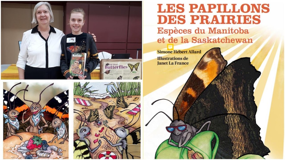 Un collage de photos d'un livre de papillons