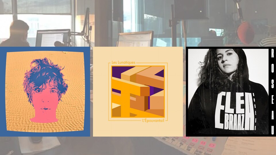 Montage d'images des pochettes d'albums des 3 artistes.