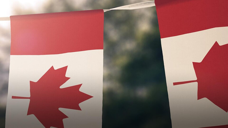 Des drapeaux du Canada ont été suspendus sur une corde