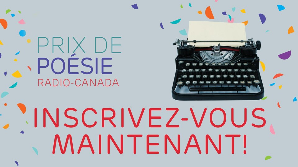 Image promotionnelle montrant une machine à écrire et des confettis.