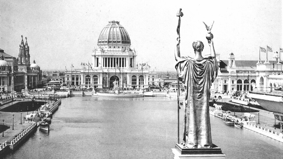 Bâtiments de la White City lors de l'Exposition universelle de 1893, à Chicago.