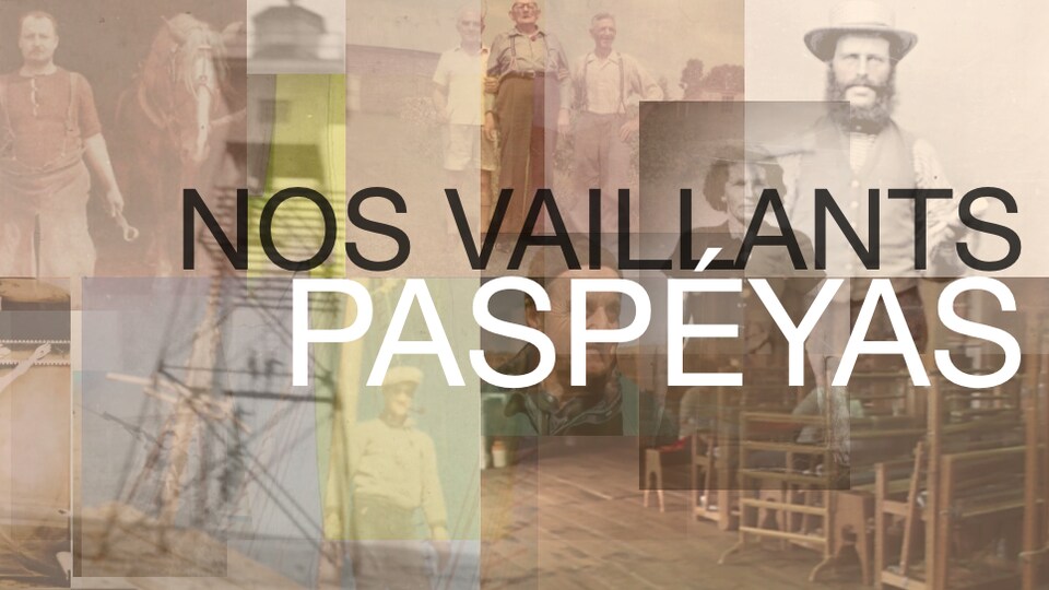 Visuel d'un projet gaspésien de nature artistique et historique avec des images d'archives.