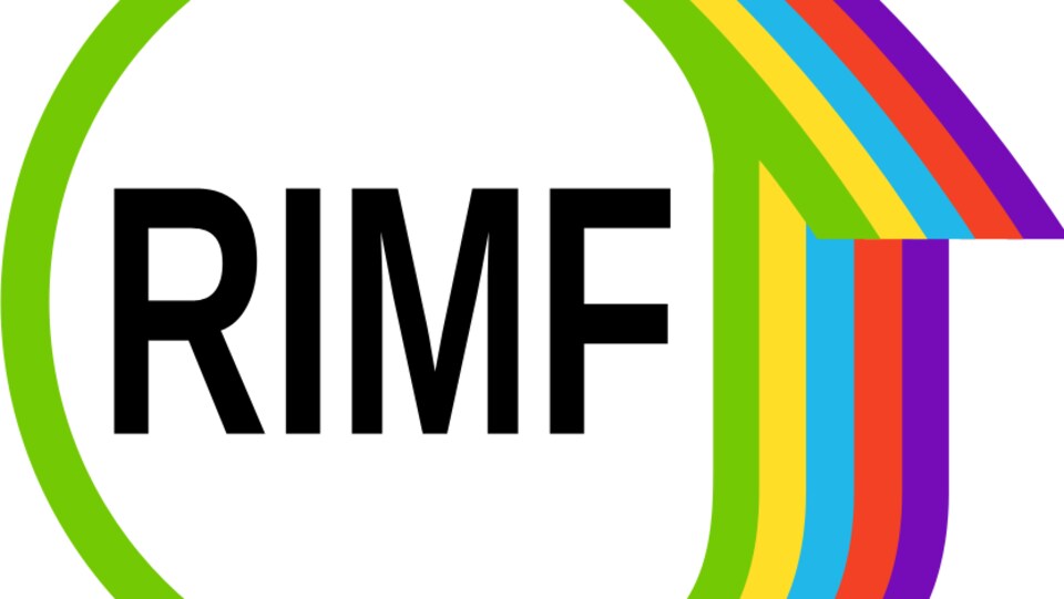 Les lettres RIMF enrobées dans un logo coloré.
