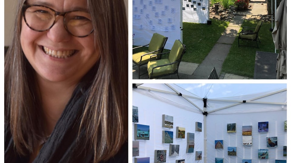 La peintre de Calgary, Sabine Lecorre-Moore et son installation de tentes pour l'exposition virtuelle.