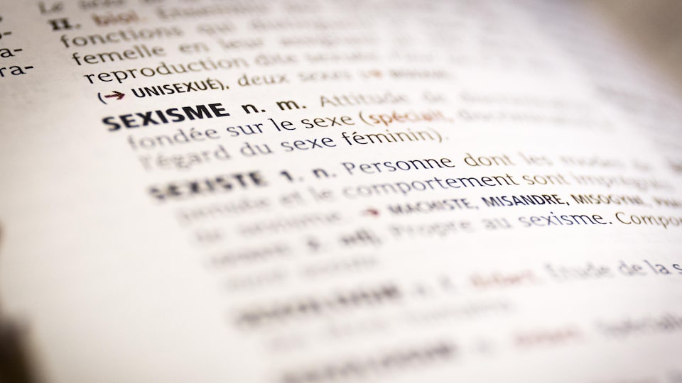 Une photo du mot sexisme et de sa définition dans un dictionnaire.
