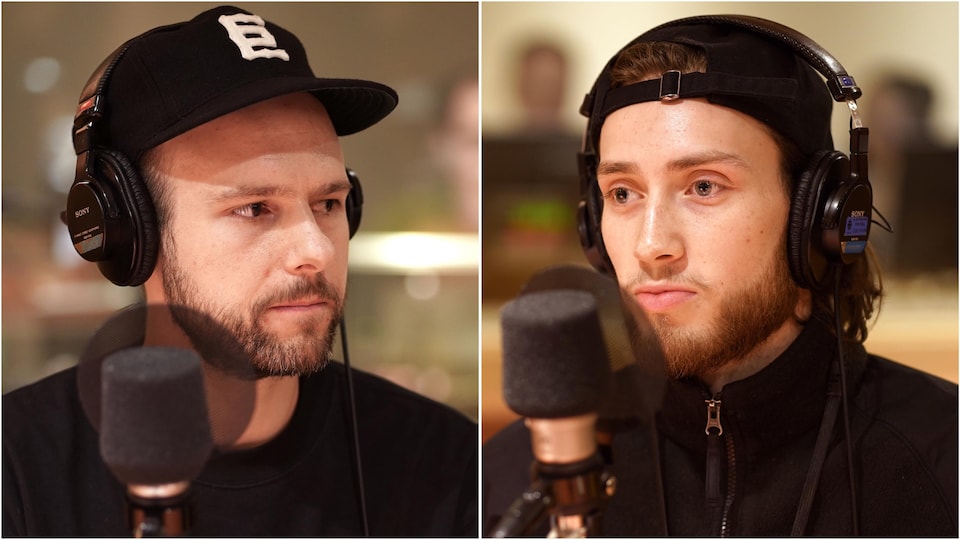 L'artiste multidisciplinaire Simon Grenier-Poirier et le pongiste professionnel, Antoine Bernadet.