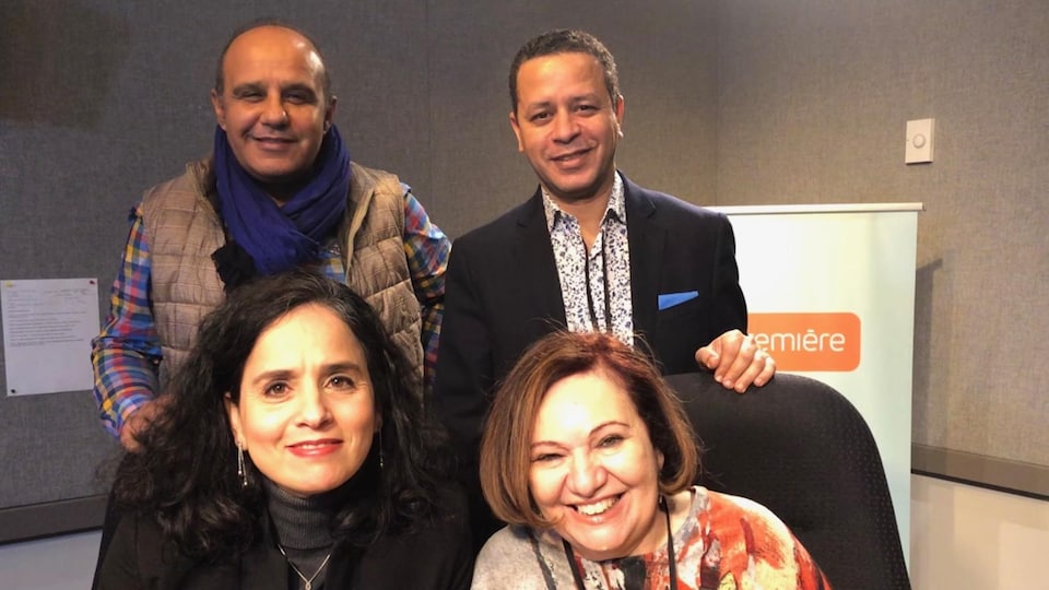 Samir Ben Kandil, Narjiss Lazrak, Marcelle Lean, Faouzi Metouilli au studio d'ICI Toronto.