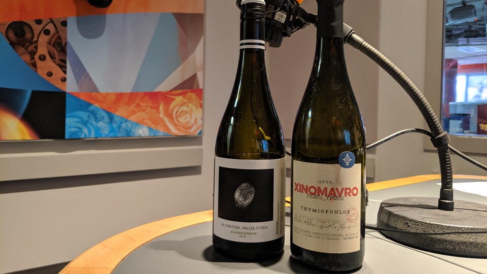 un vin blanc québécois et un vin rouge grec
