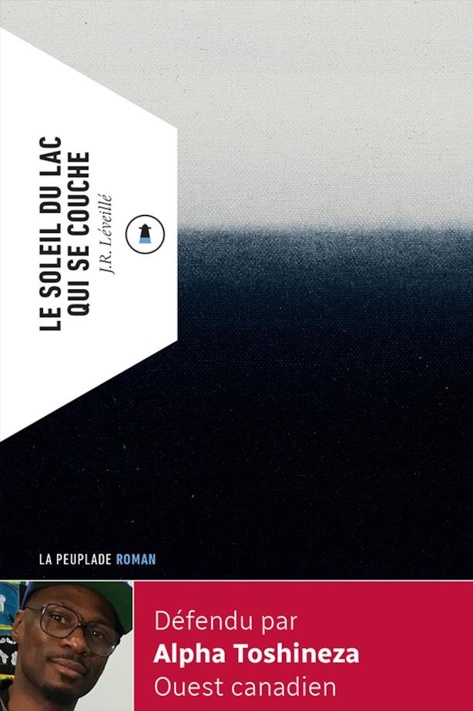 La couverture du livre est séparée en deux horizontalement, couleur sombre en bas et claire en haut.