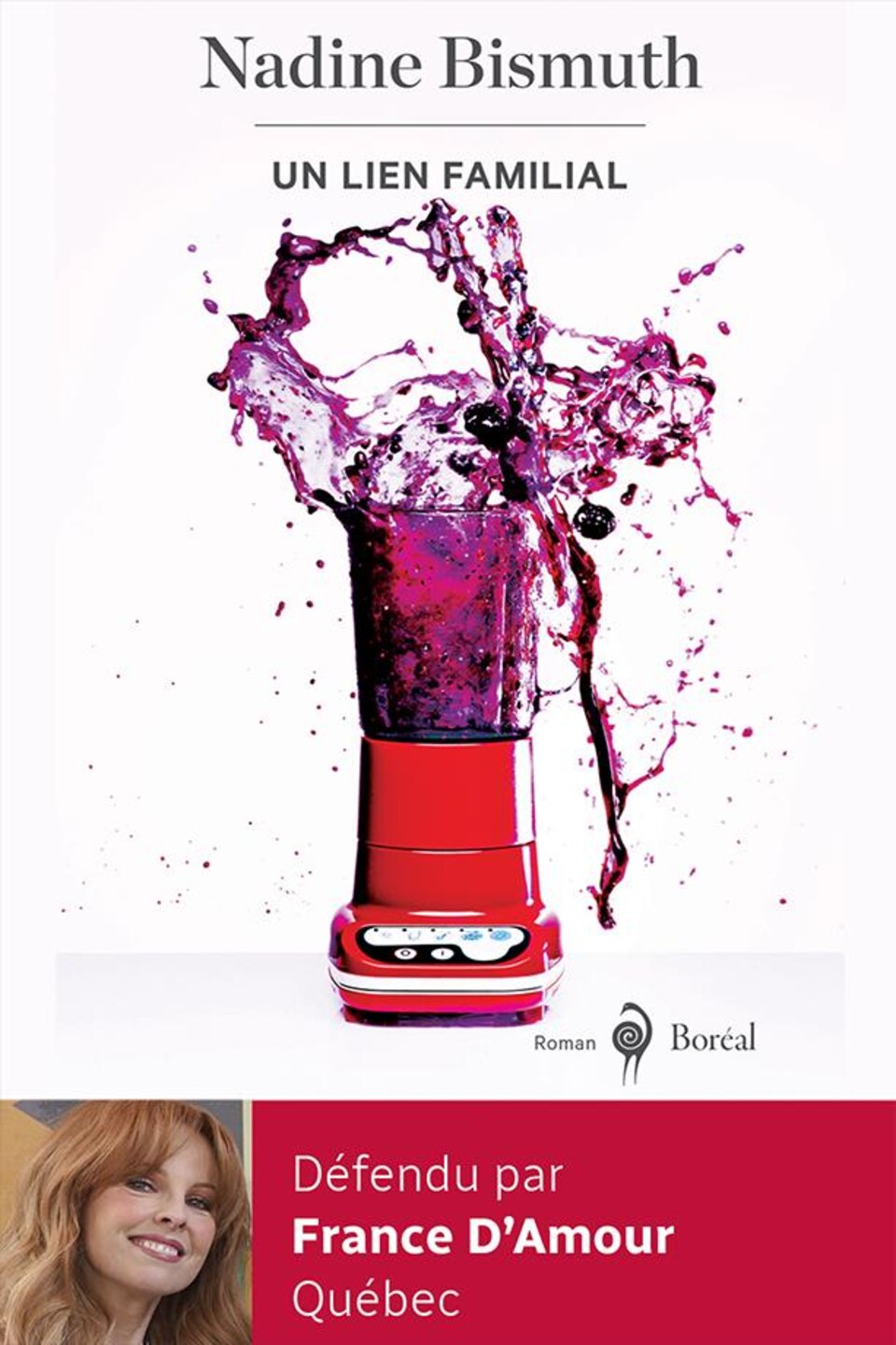 La couverture du ivre représente un appareil mélangeur dont le contenu, un liquide violet, gicle en l'air.