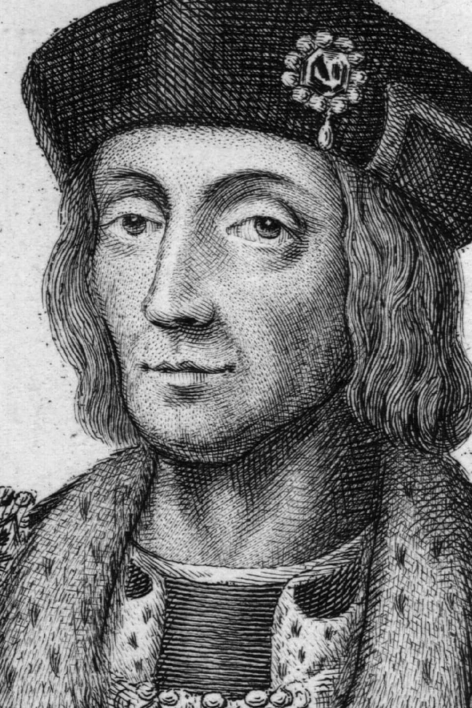 Gravure en noir et blanc représentant le roi Henri VII.