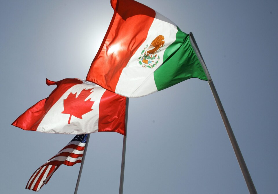 Les drapeaux mexicain, canadien et américain