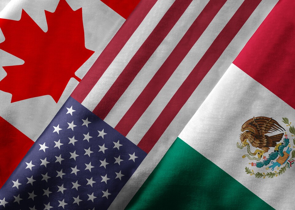 Drapeaux du Canada, des États-Unis et du Mexique