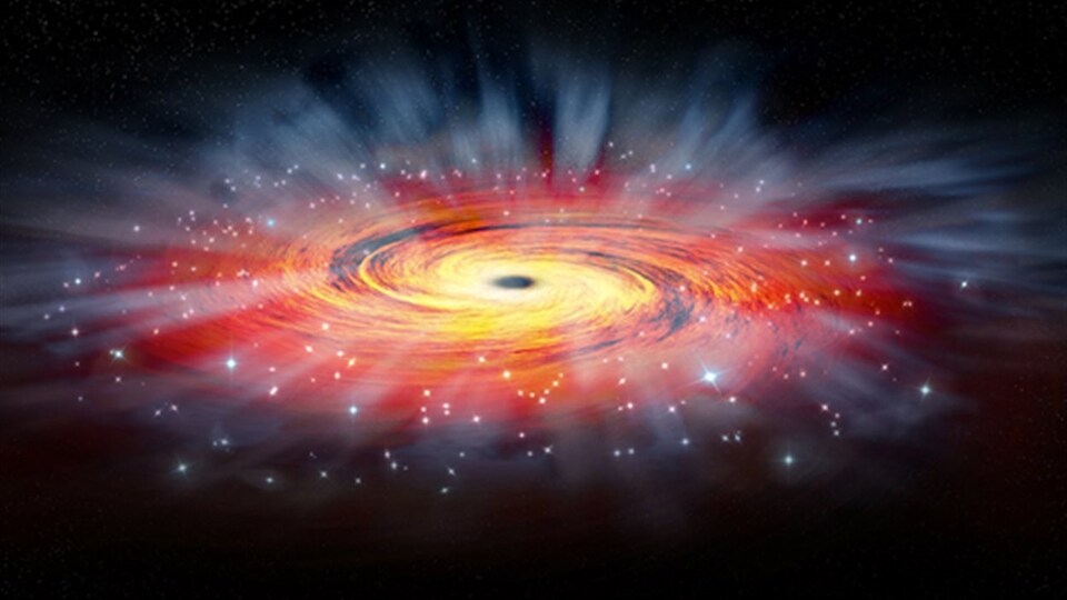 Représentation artistique du trou noir associé à la radiosource Sagittarius A*