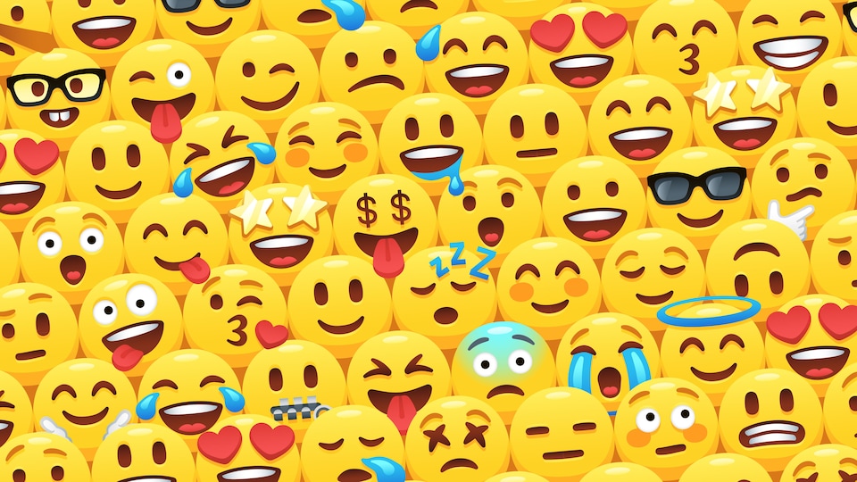 Une mosaïque de différents emojis.