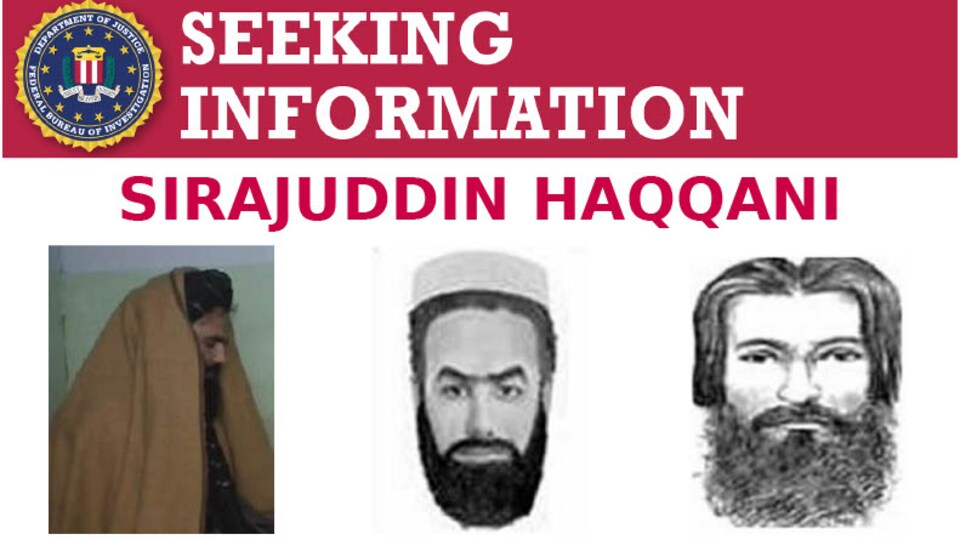 Un avis de recherche du FBI contre Sirajuddin Haqqani.