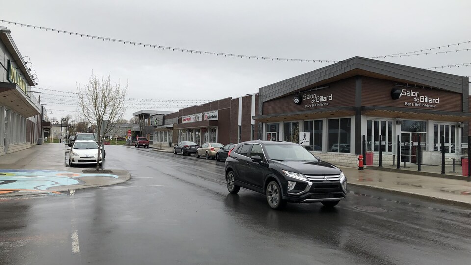 Une rue commerciale de Lac-Mégantic.