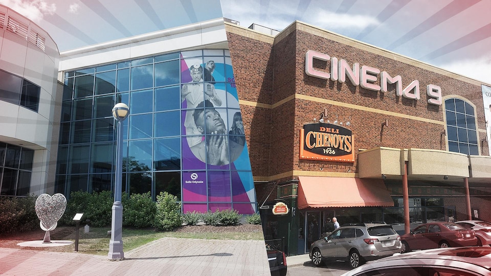 À gauche : la Maison de la culture de Gatineau. À droite : le Cinéma 9.