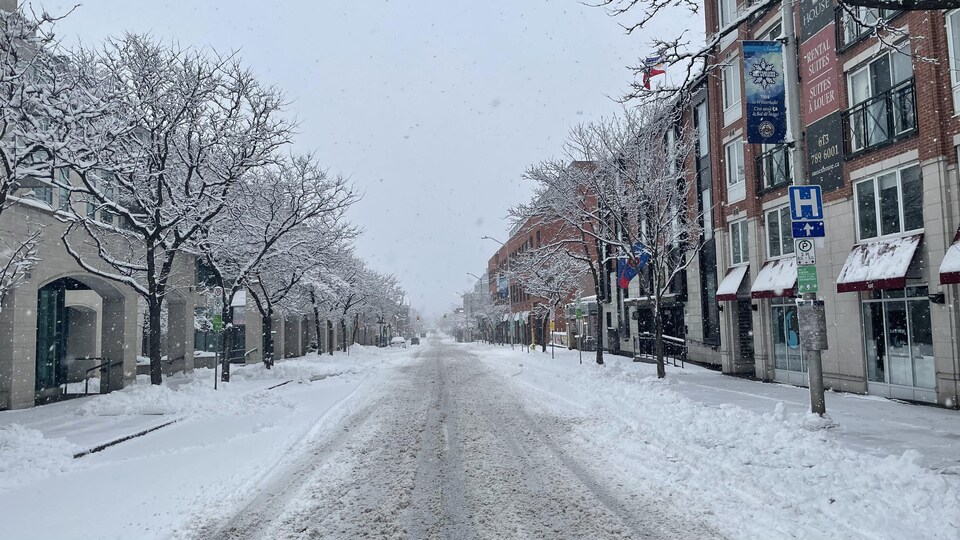Une rue enneigée à Ottawa.