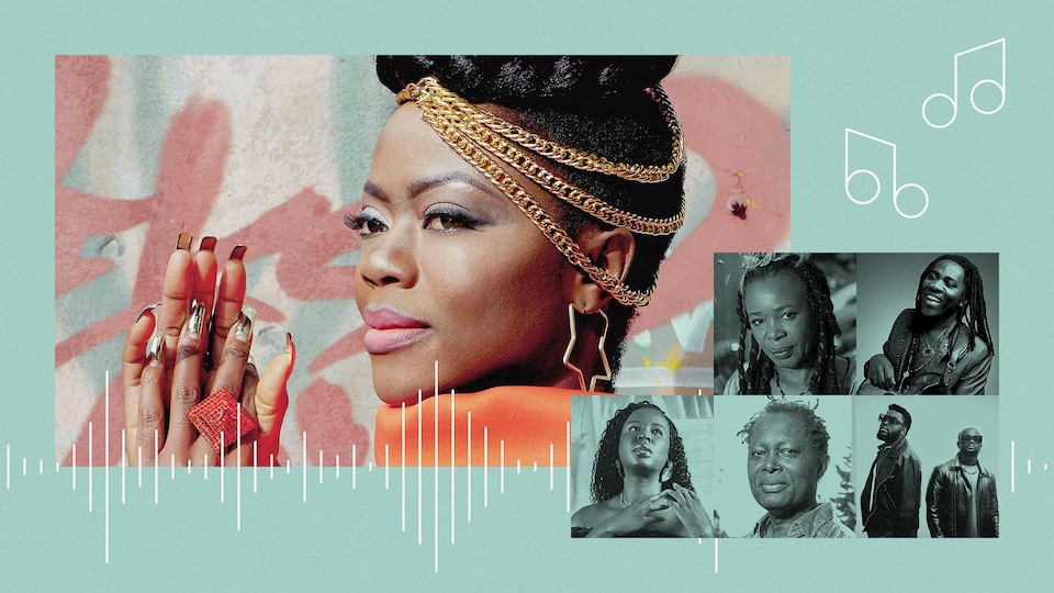 Collage photo d'Erta Ekosso, Sally Nyolo, Richard Bona, Charlotte Dipanda, Lokua Kanza et Ridimz.