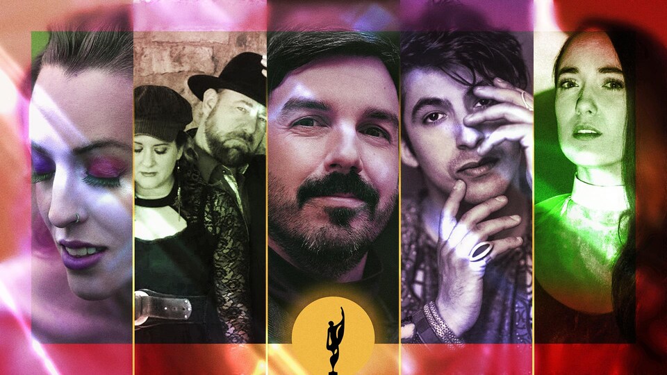 Montage photo des artiste Marie-Clo, Beauséjour, Damien Robitaille, Mehdi Cayenne et Rayannah.
