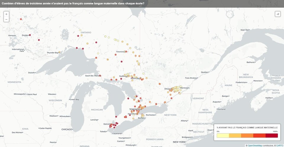 Carte visualisant les données