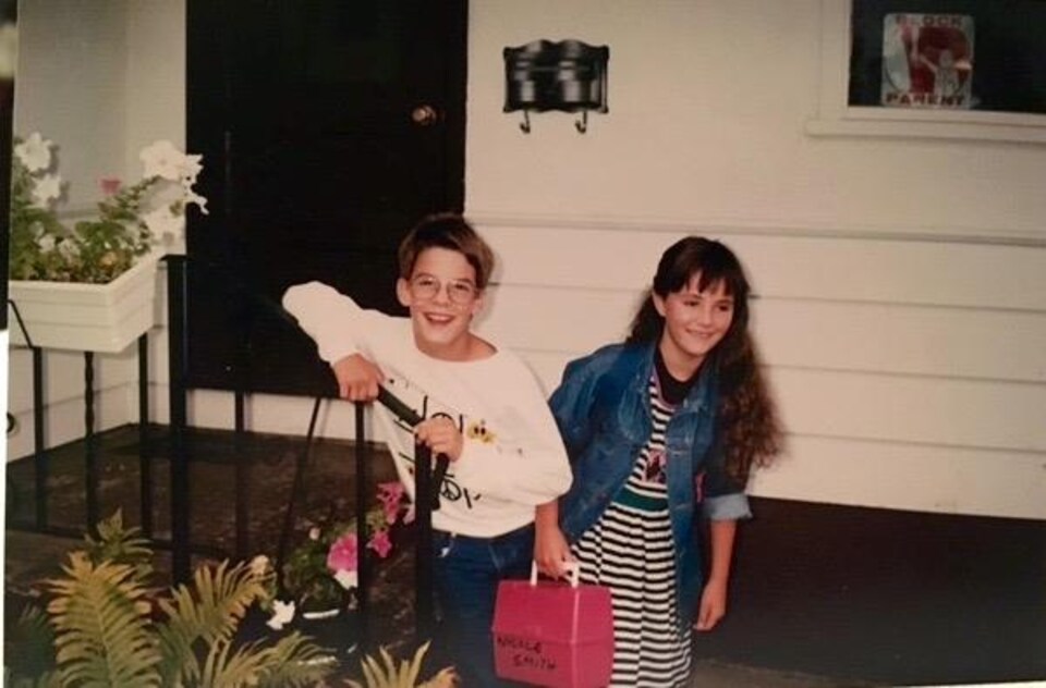 Patrick Lavergne-Smith et Nicole Lavergne-Smith lors de la rentrée à l'École canadienne-française de Saskatoon en 1989