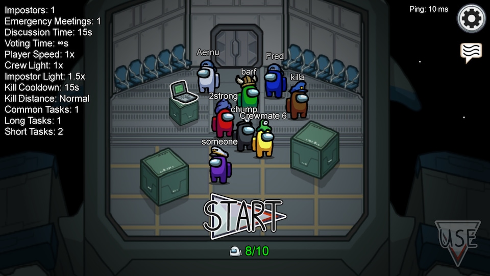 Plusieurs personnages de couleurs différentes sont ensemble dans une pièce du vaisseau spatial.