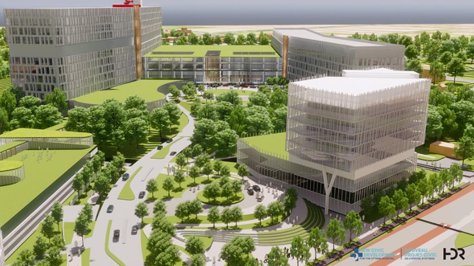 Image créée par la firme d'architecte, montrant ce à quoi pourrait ressembler le nouvel hôpital.