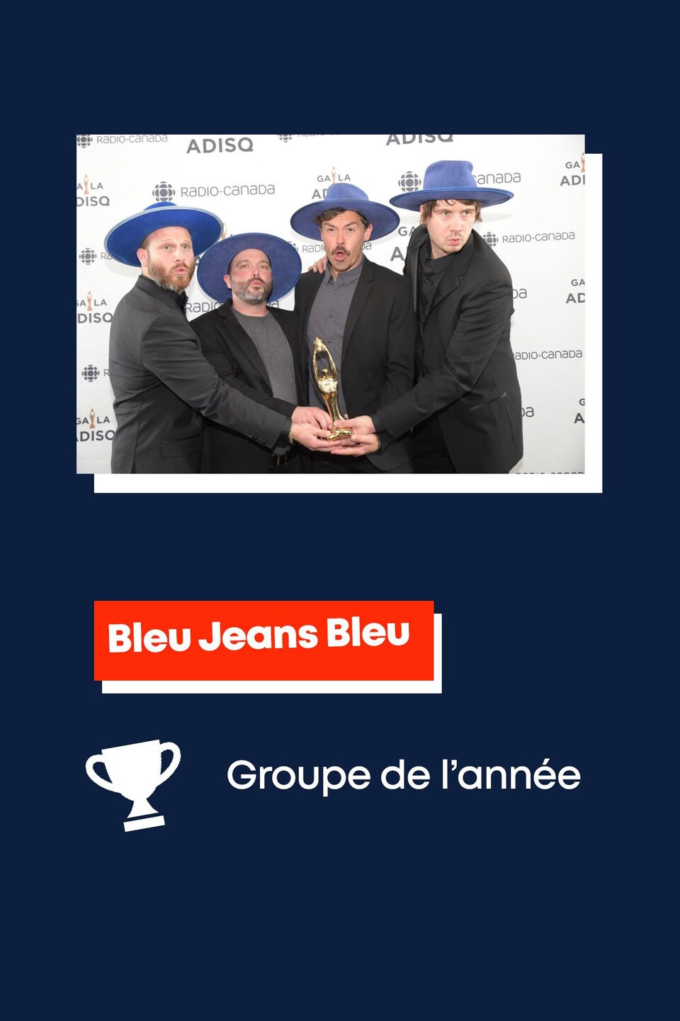 Bleu Jeans Bleu : Groupe de l'année.