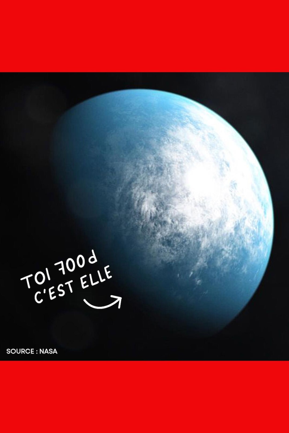 TOI 700d c'est c'est elle. Photo de la planète.