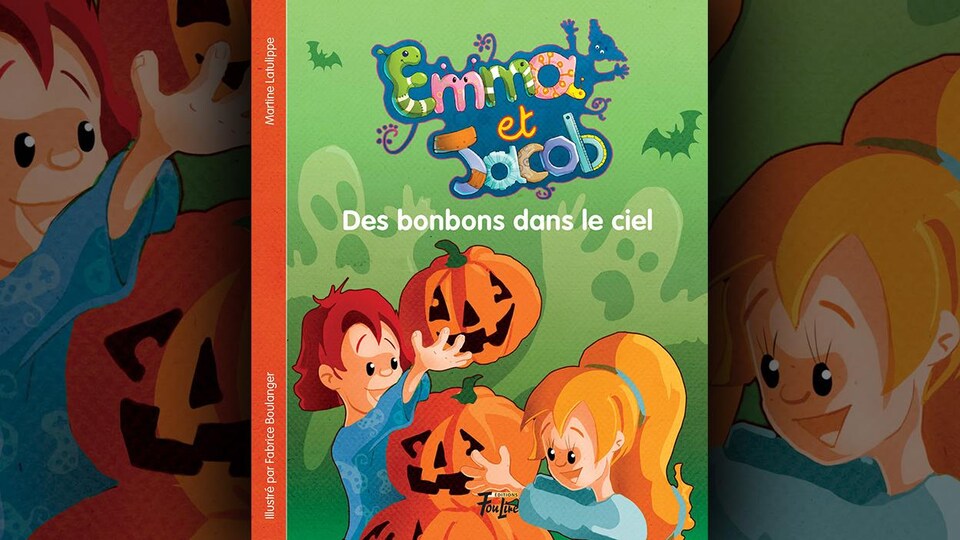 Illustration de la page couverture : deux enfants empile des citrouilles.