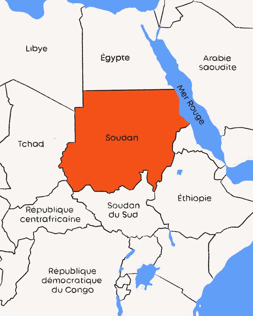 Une illustration d'une carte du Soudan et les pays voisins.