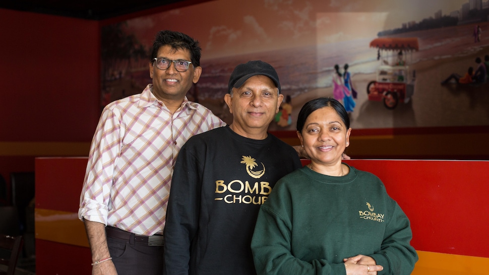 Jay, Chhibu et Barthi Patel dans le restaurant familial.