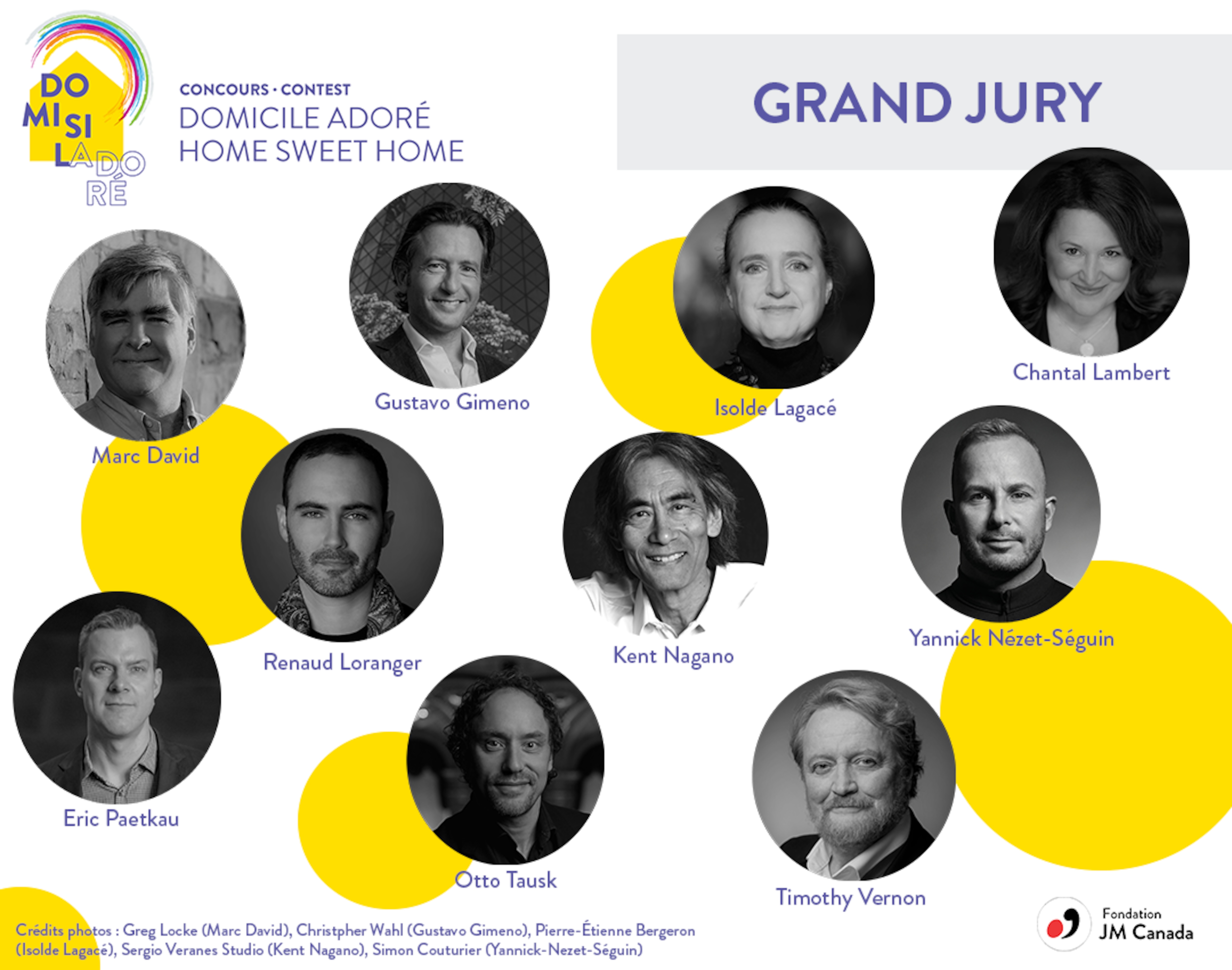 Affiche du concours Do Mi Si La Do Ré (Domicile adoré) avec les visages des juges.
