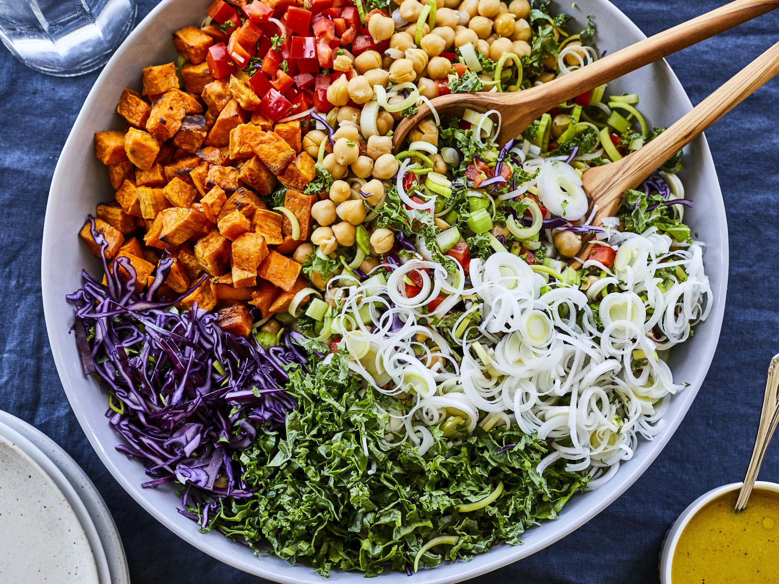 Salade multicolore au poireau