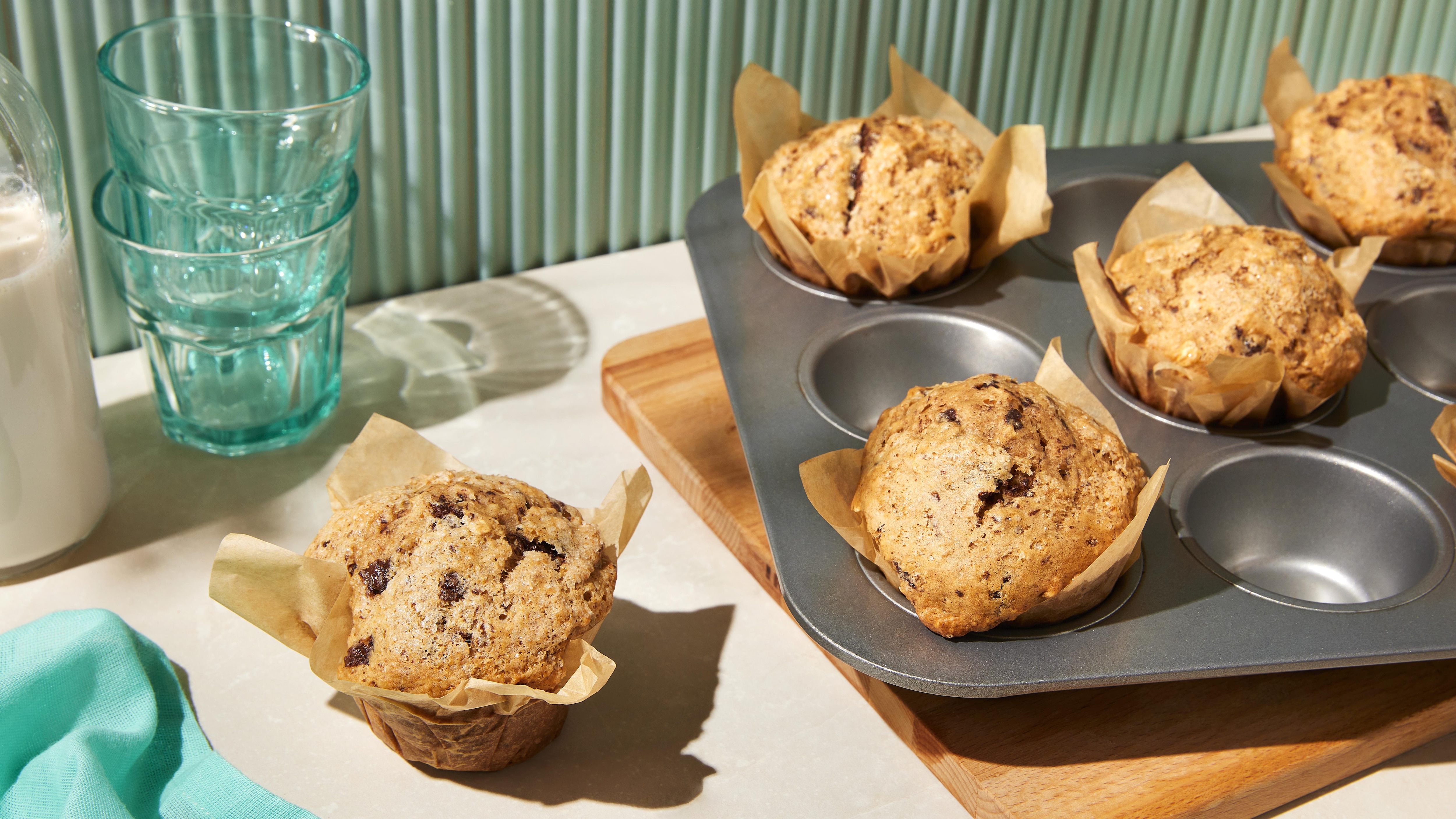 Muffins vgtaliens gants  la cannelle et au chocolat