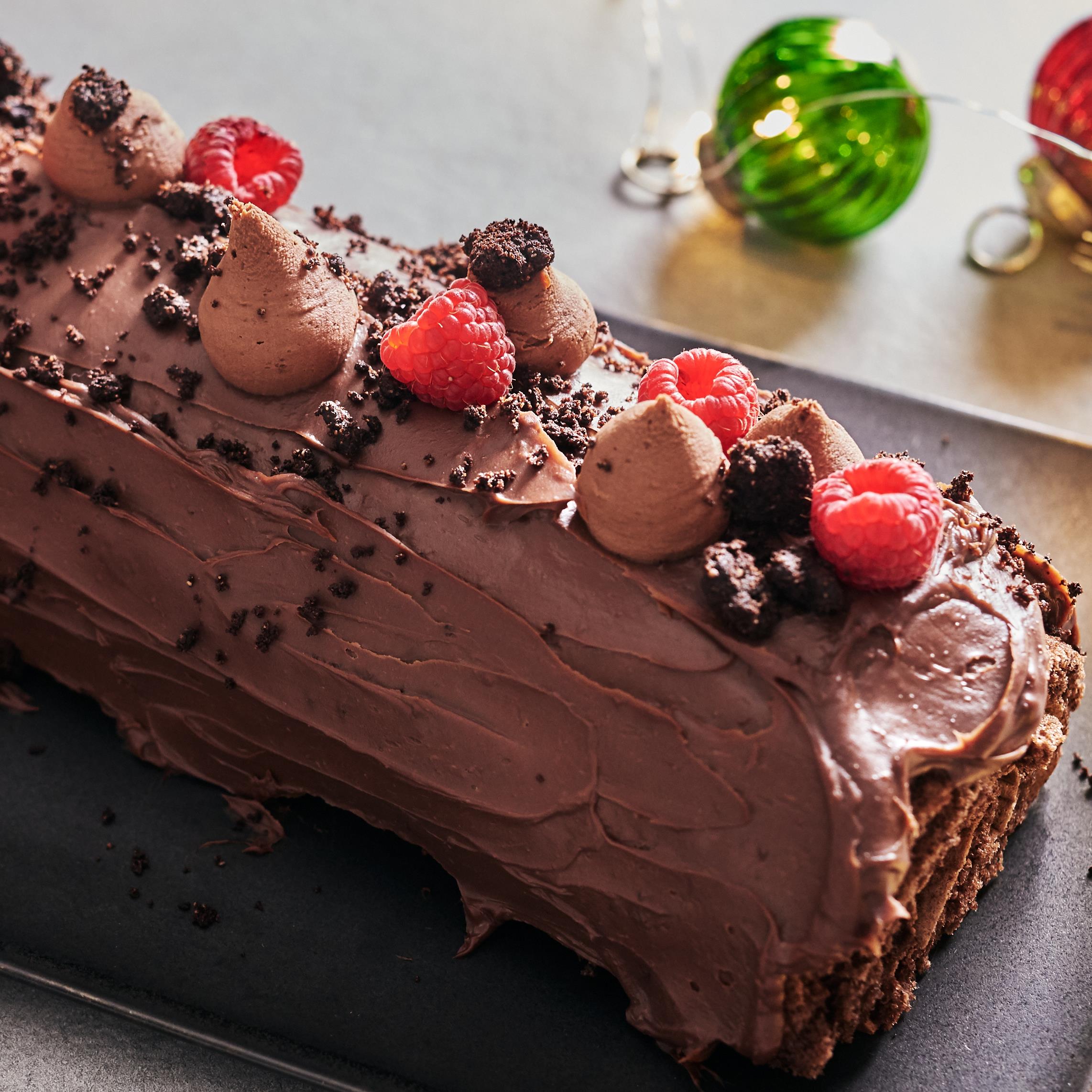 Bûche de Noël chocolat-framboises healthy et facile - healthyfood_creation